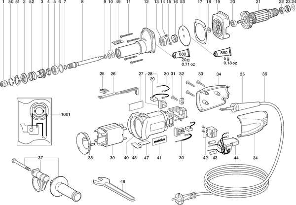 Vue éclatée Metabo GE 900 PLUS 06305000 - page 1