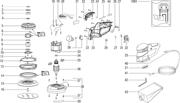 Vue éclatée Metabo SXE 450 TurboTec 00129000 - page 1