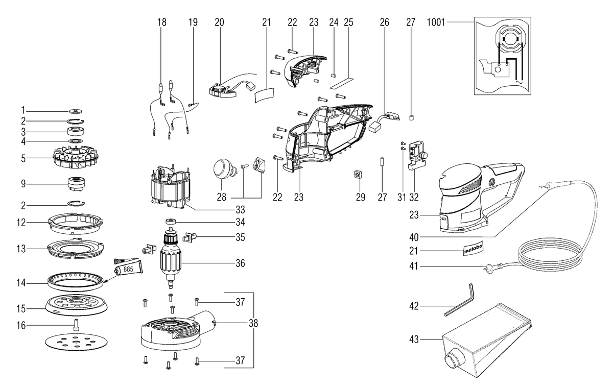 Vue éclatée Metabo SXE 425 TurboTec 00131000 - page 1