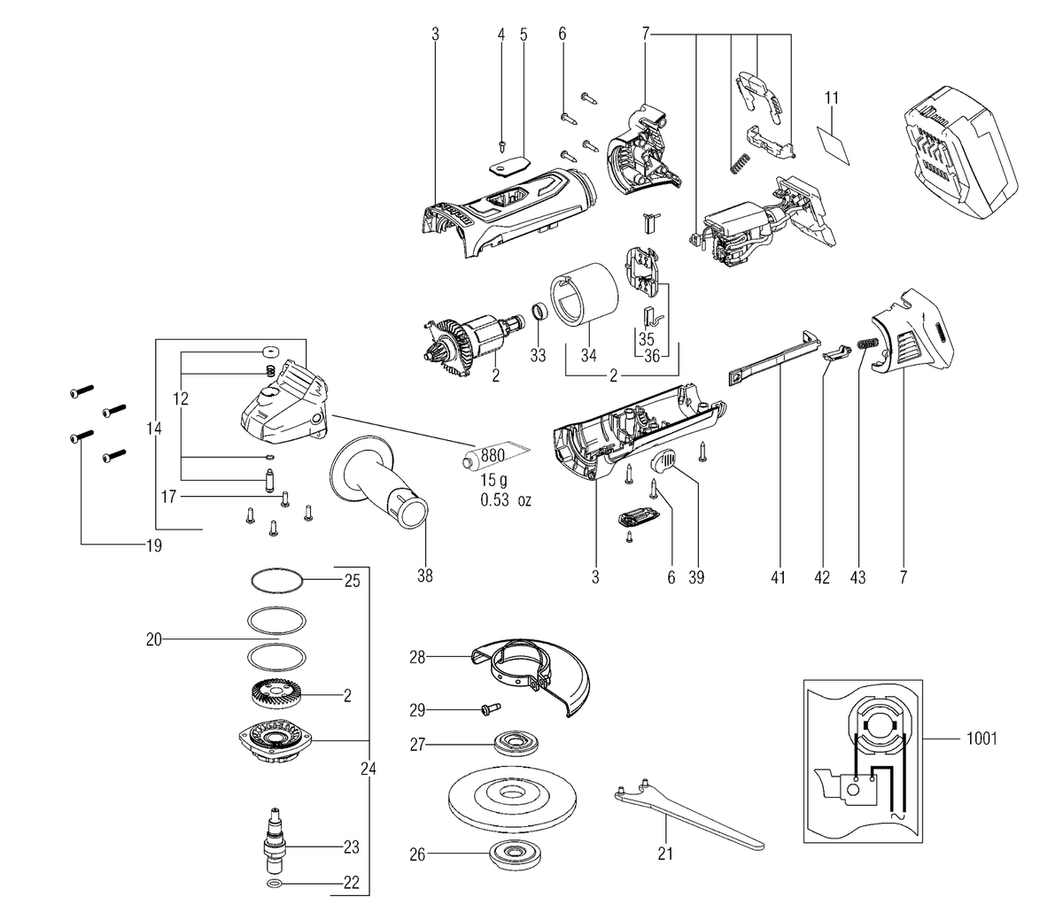Vue éclatée Metabo W 18 LTX 125 00165000 - page 1
