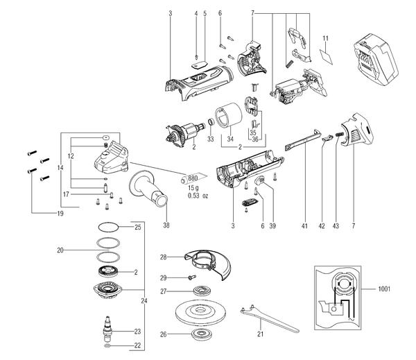 Vue éclatée Metabo W 18 LTX 125 00165000 - page 1