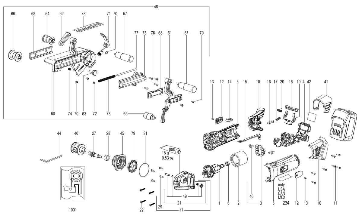 Vue éclatée Metabo RB 18 LTX 60 00192000 - page 1