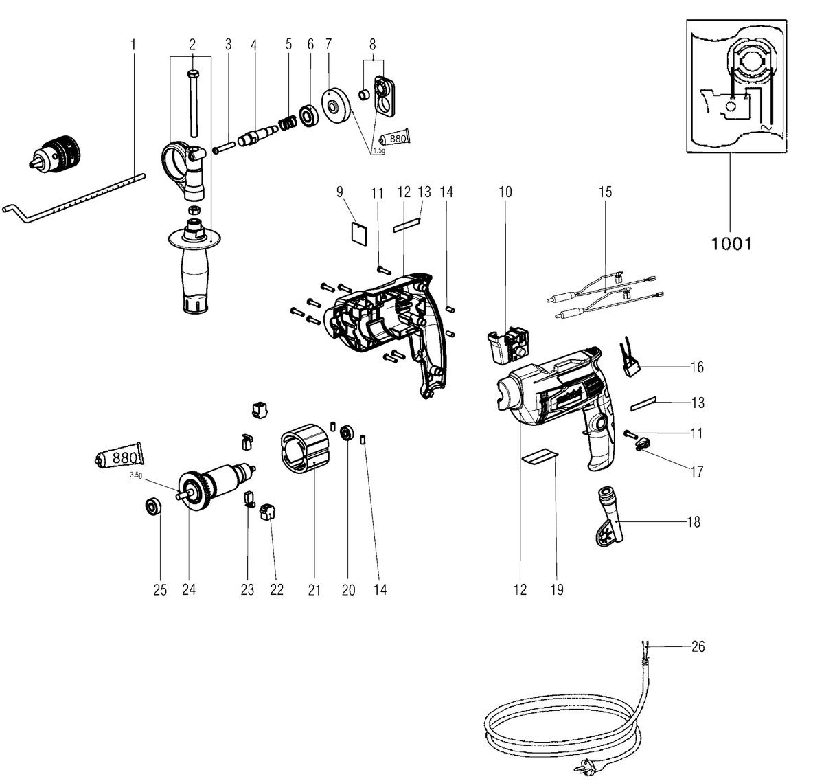 Vue éclatée Metabo B 650 00260190 - page 1