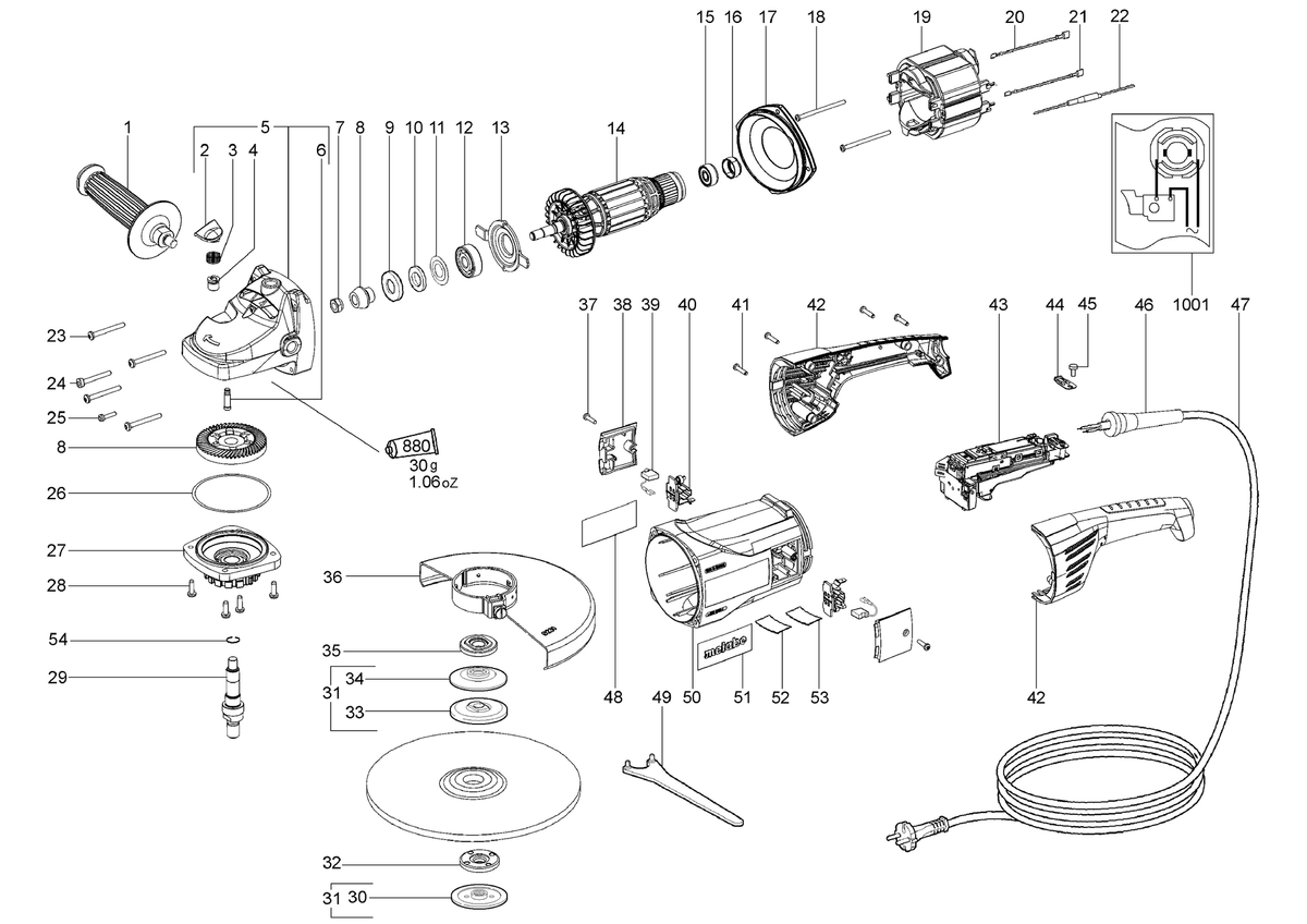 Vue éclatée Metabo W 2400-230 00378000 - page 1