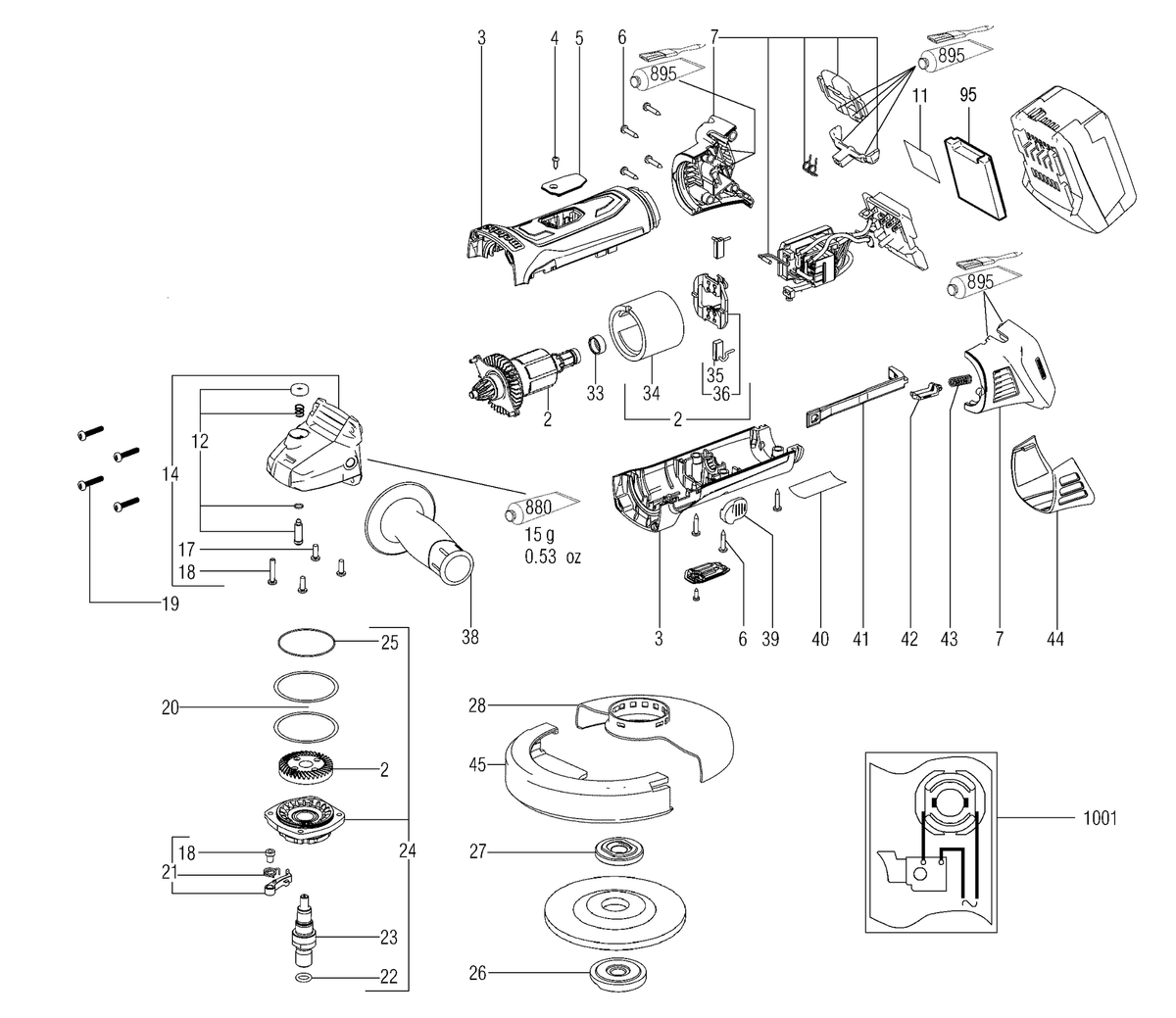 Vue éclatée Metabo W 18 LTX 150 00404001 - page 1