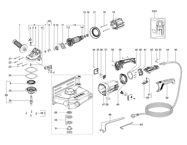 Vue éclatée Metabo TE 24-230 MVT CED 00434000 - page 1