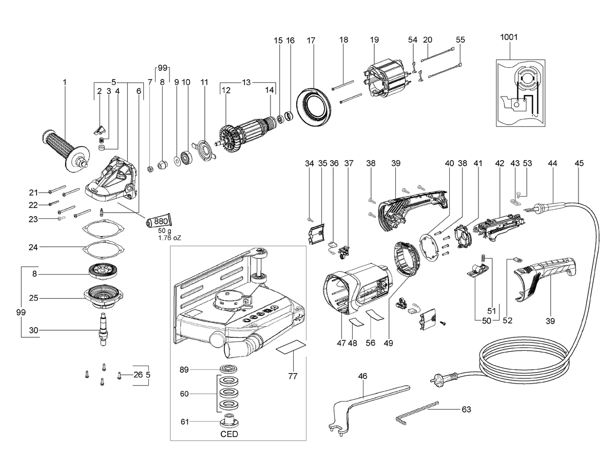 Vue éclatée Metabo T 24-230 MVT CED 00435420 - page 1