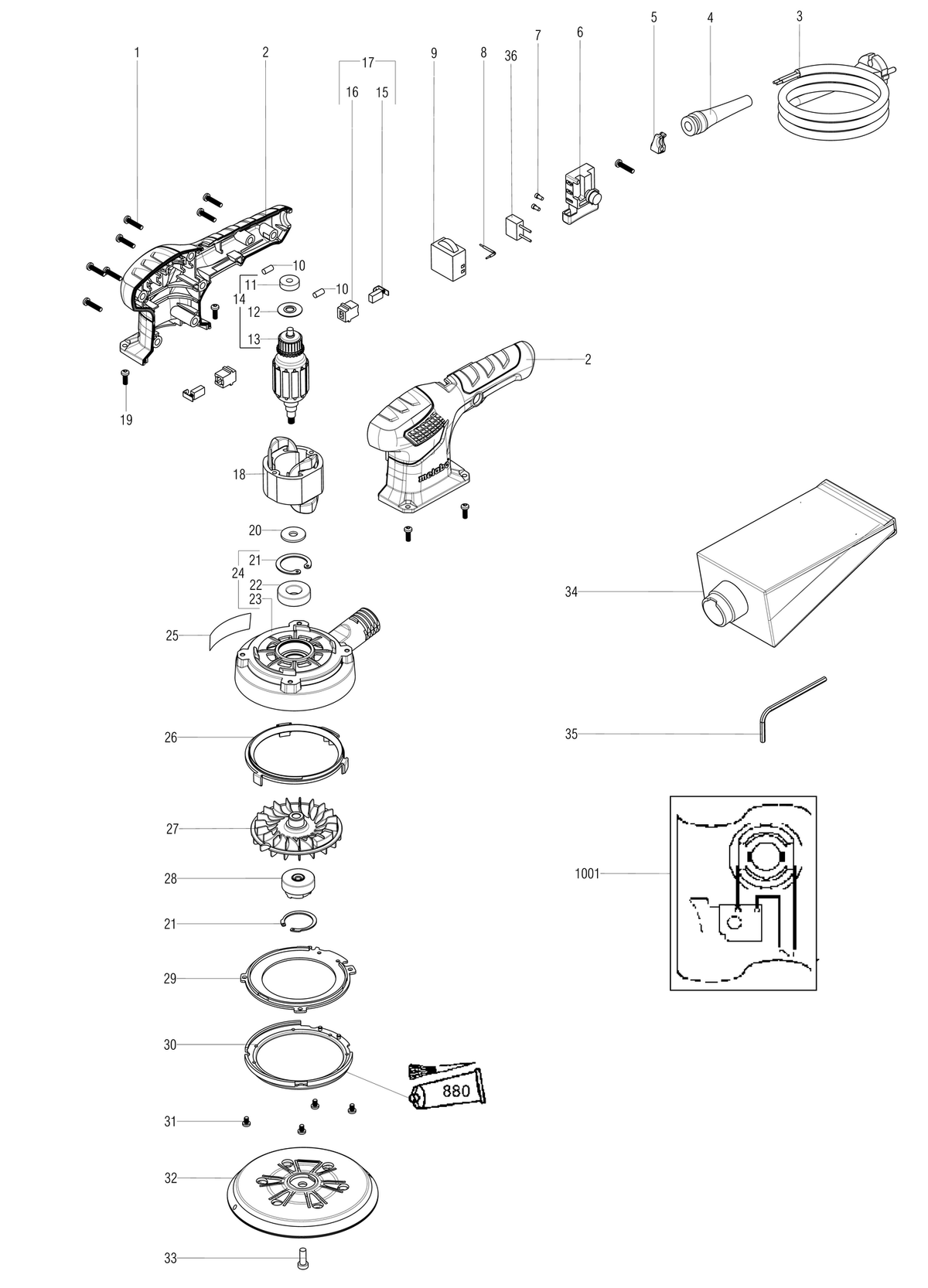 Vue éclatée Metabo SXE 3150 00444000 - page 1