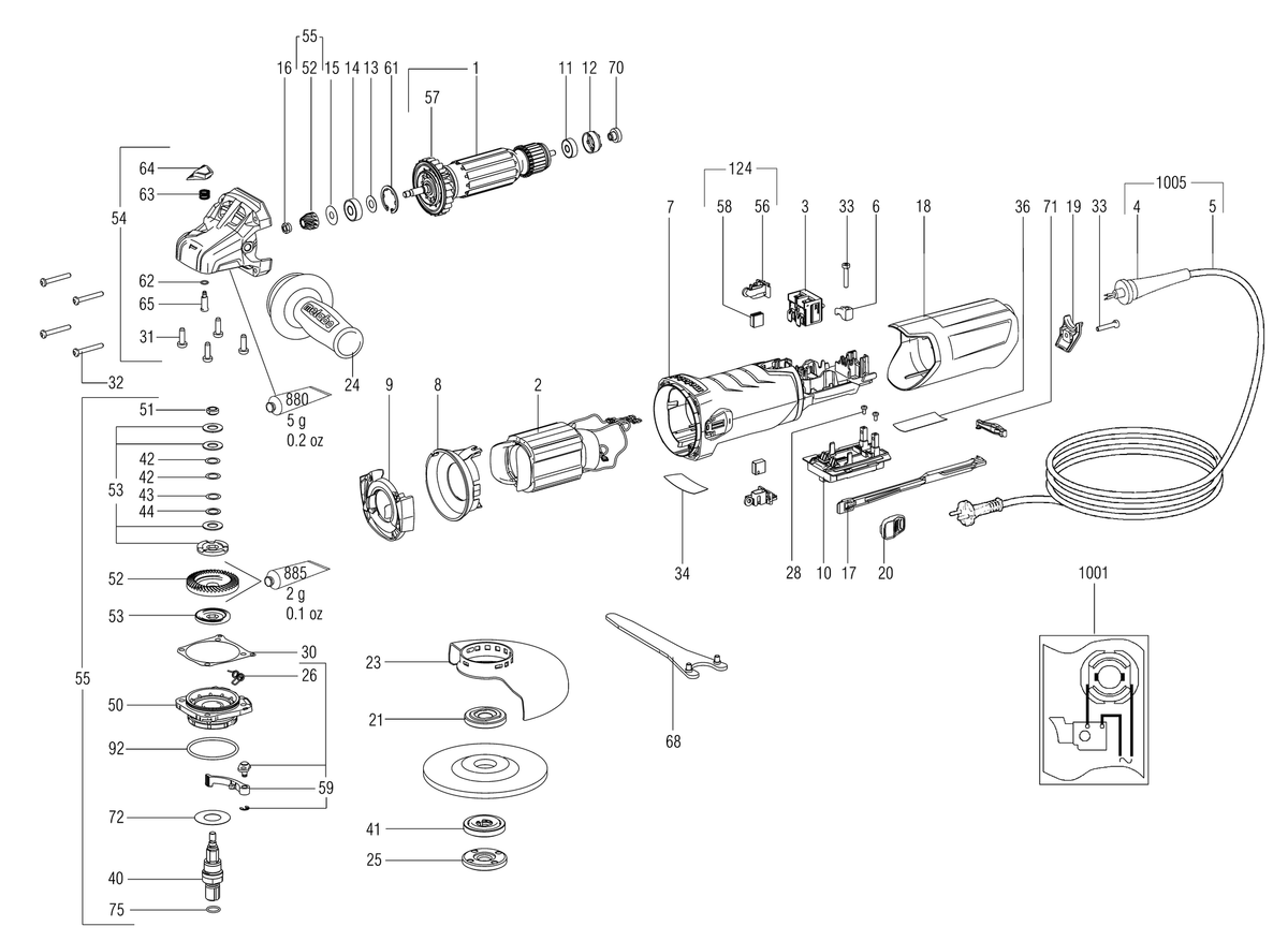 Vue éclatée Metabo WEV 17-125 Quick Inox 00517000 - page 1