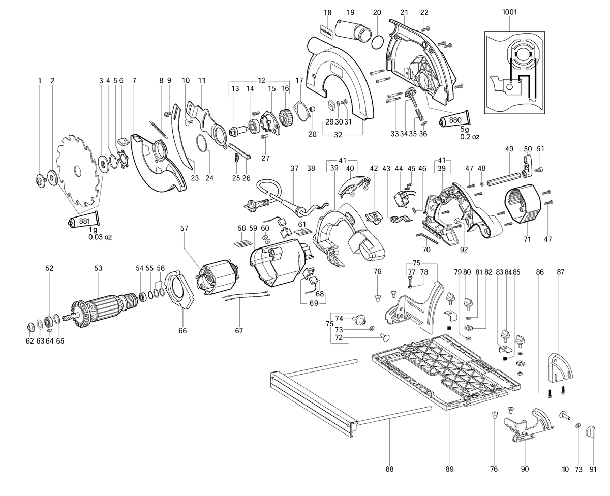 Vue éclatée Metabo KS 66 Plus 00544001 - page 1