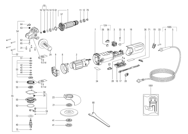 Vue éclatée Metabo WEV 15-125 Quick HT 00562001 - page 1