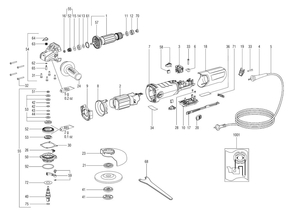 Vue éclatée Metabo WEV 15-150 HT 00563420 - page 1
