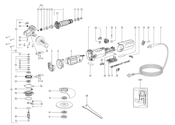 Vue éclatée Metabo WEV 15-150 HT 00563420 - page 1