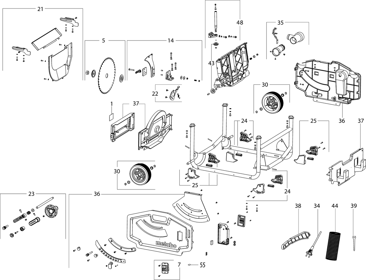 Vue éclatée Metabo TS 254 00668000 - page 2