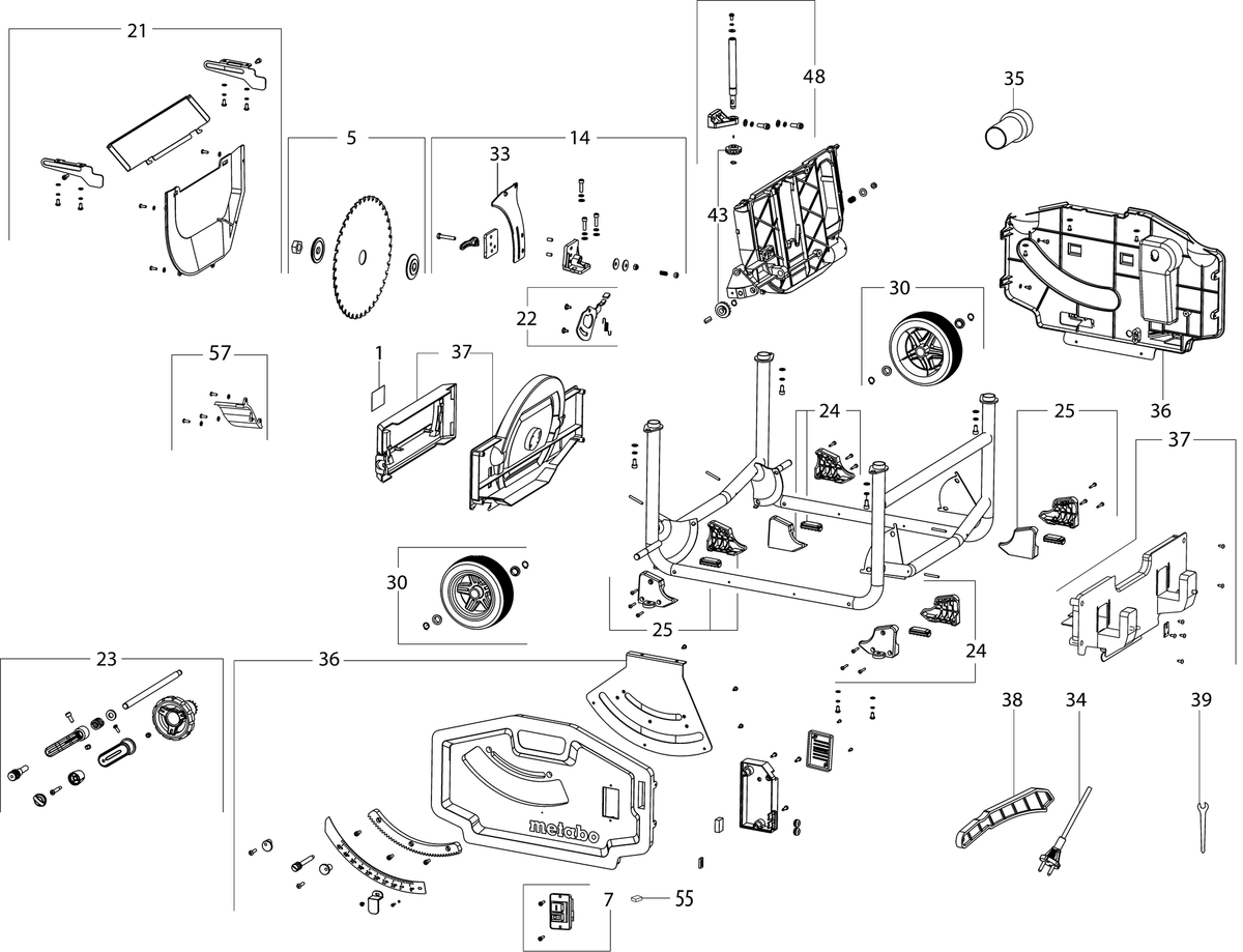Vue éclatée Metabo TS 254 00668001 - page 2