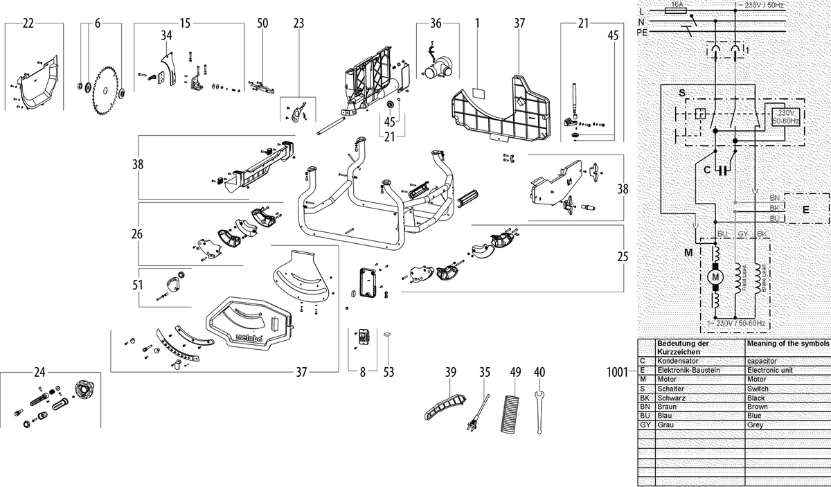 Vue éclatée Metabo TS 216 Floor 00676000 - page 2