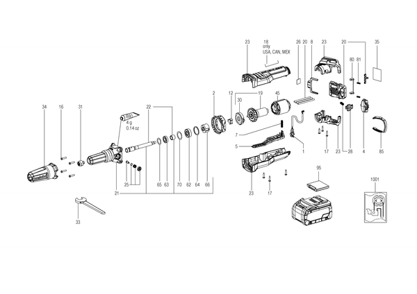 Vue éclatée Metabo GVPB 18 LTX BL 11-28 00827420 - page 1