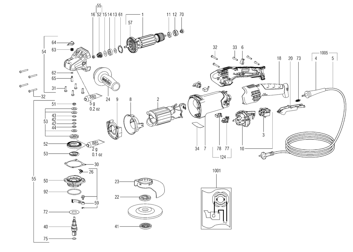 Vue éclatée Metabo WEV 17-125 Quick RT 01089000 - page 1
