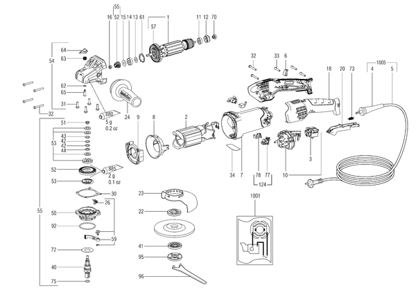 Vue éclatée Metabo WEV 17-125 Quick Inox RT 01092000 - page 1