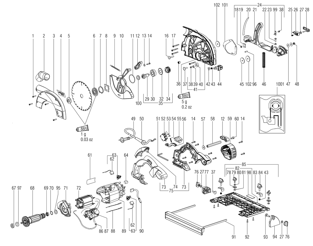 Vue éclatée Metabo KSE 55 Vario Plus 01204000 - page 1