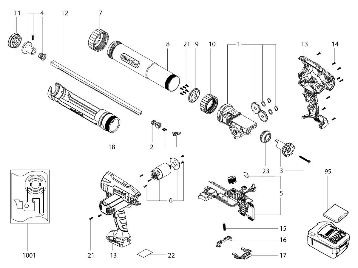 Vue éclatée Metabo KPA 18 LTX 400 01206000 - page 1