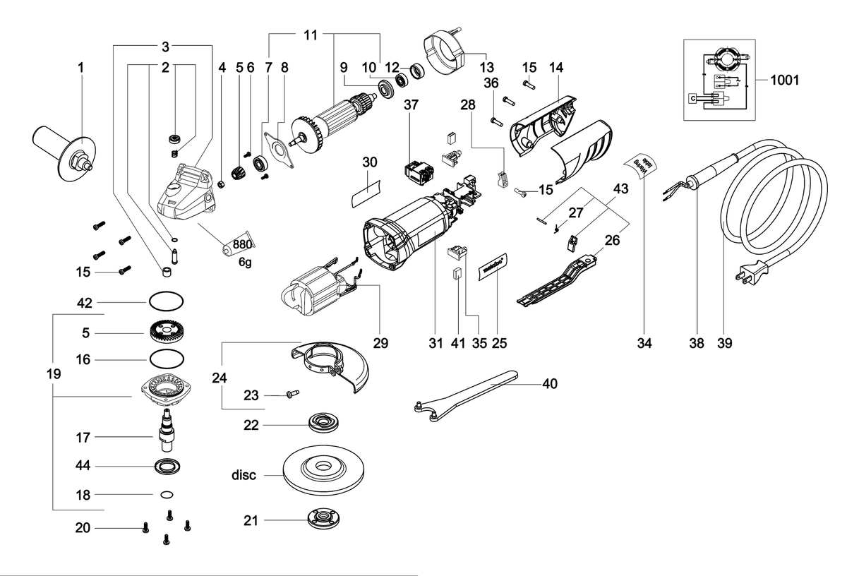 Vue éclatée Metabo WP 850-115 01234390 - page 1