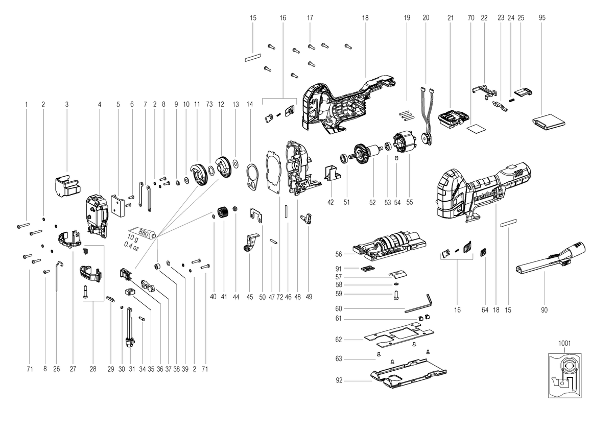 Vue éclatée Metabo STA 18 LTX 150 BL 01502000 - page 1