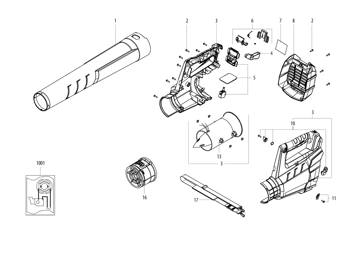 Vue éclatée Metabo LB 18 LTX BL 01607000 - page 1