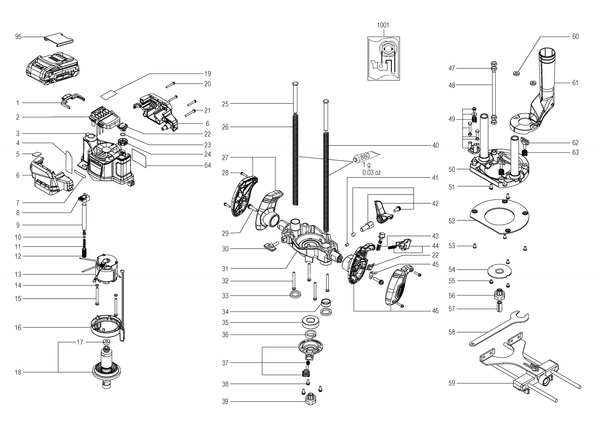Vue éclatée Metabo OFV 18 LTX BL 12 01743000 - page 1