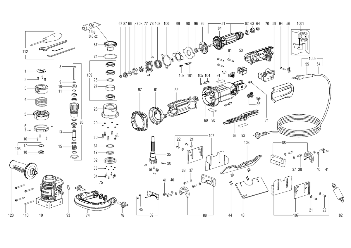 Vue éclatée Metabo KFMPB 15-10 F 01755000 - page 1