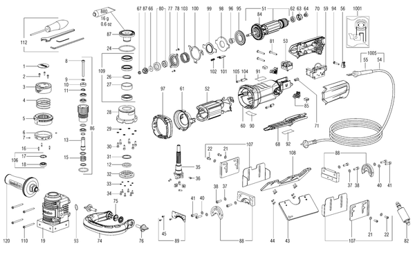Vue éclatée Metabo KFMPB 15-10 F 01755001 - page 1