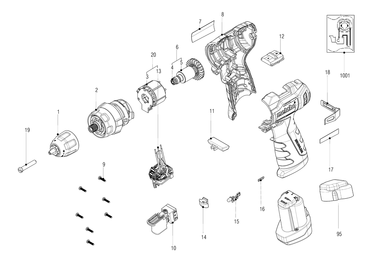 Vue éclatée Metabo PowerMaxx SB BL 01784000 - page 1