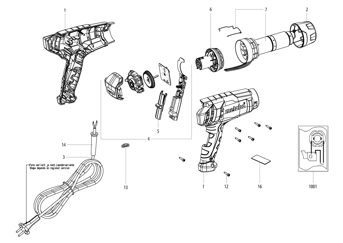 Vue éclatée Metabo HG 20-600 02066000 - page 1