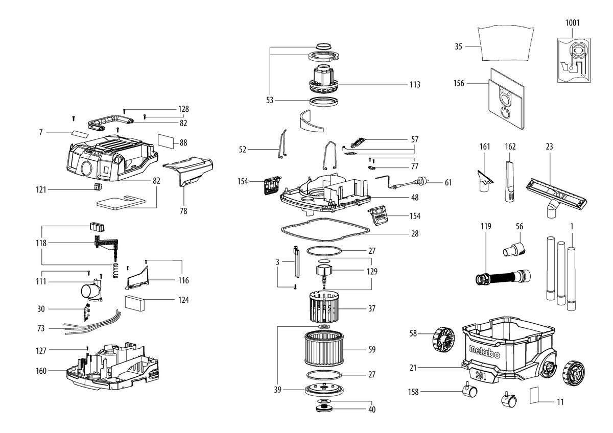Vue éclatée Metabo AS 20 L PC 02083000 - page 1