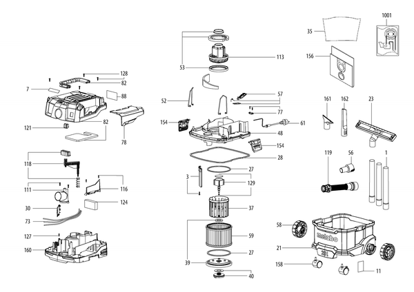 Vue éclatée Metabo AS 20 L PC 02083000 - page 1