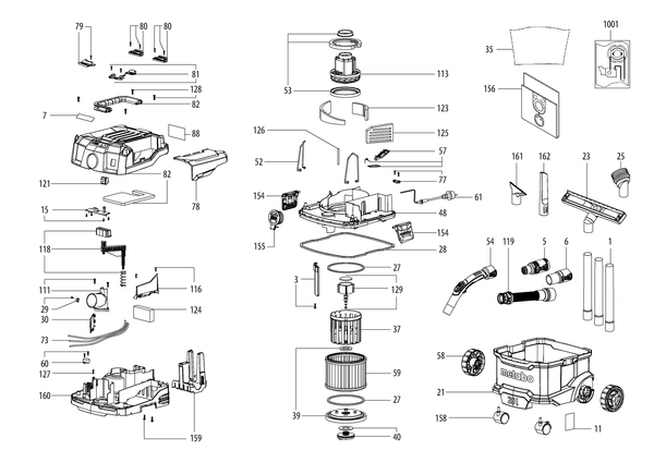 Vue éclatée Metabo AS 20 M PC 02084380 - page 1