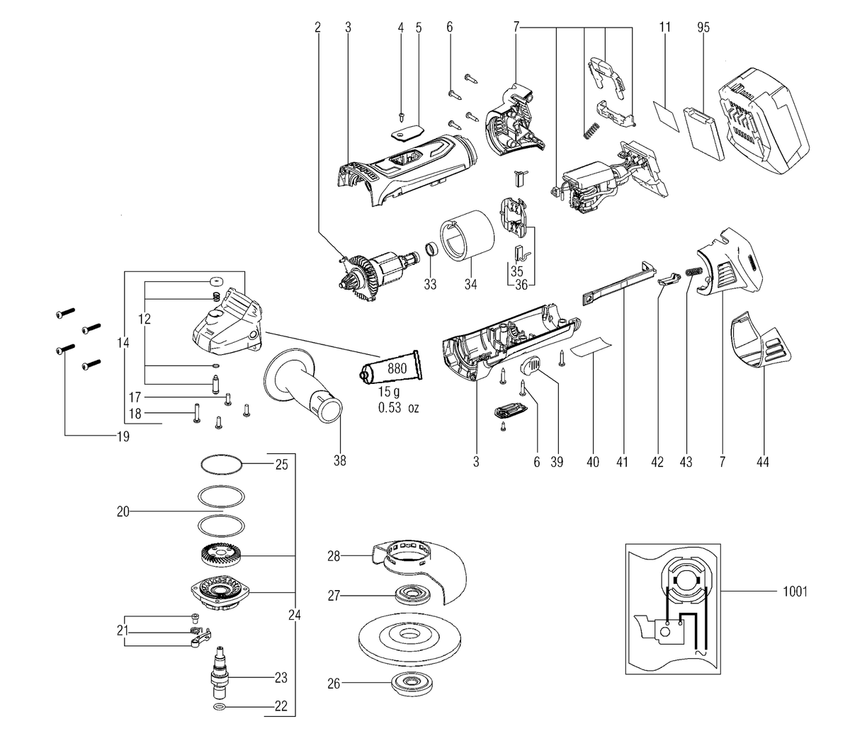 Vue éclatée Metabo W 18 LTX 125 02174000 - page 1