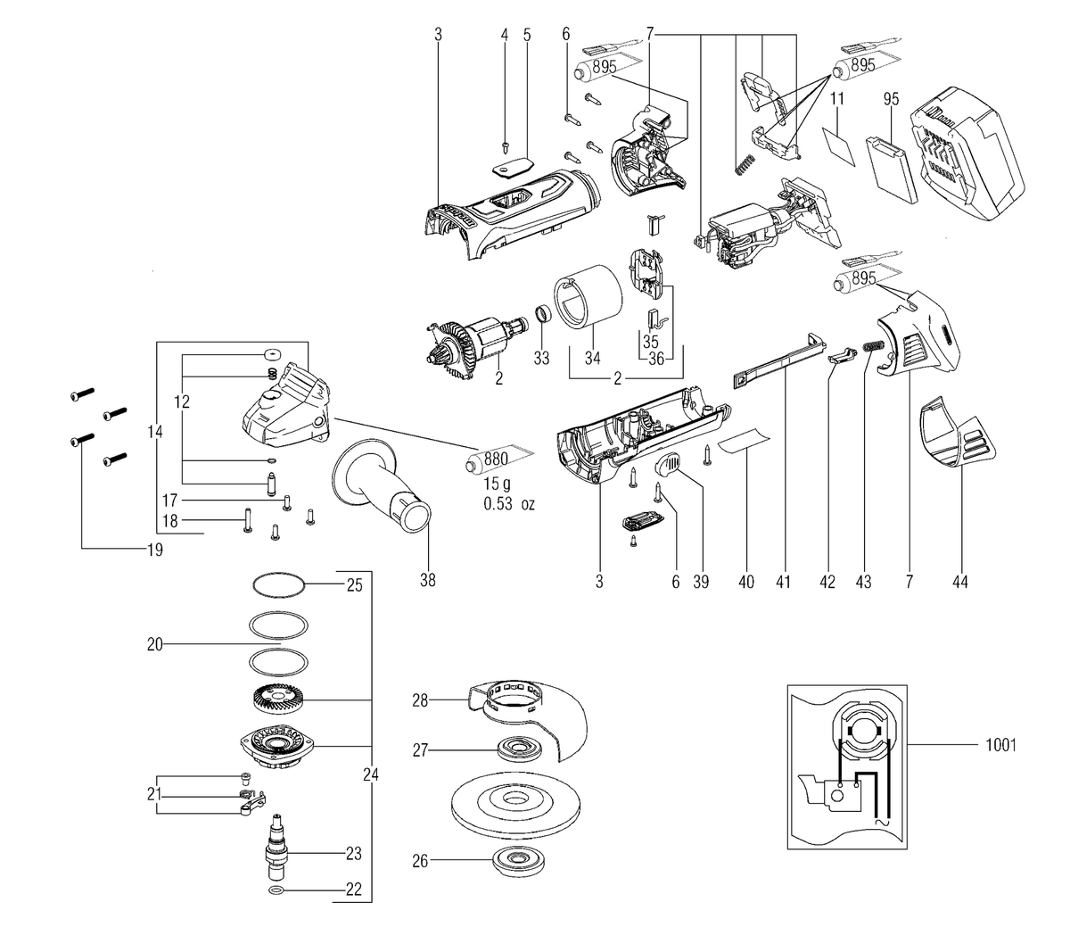 Vue éclatée Metabo W 18 LTX 125 02174001 - page 1