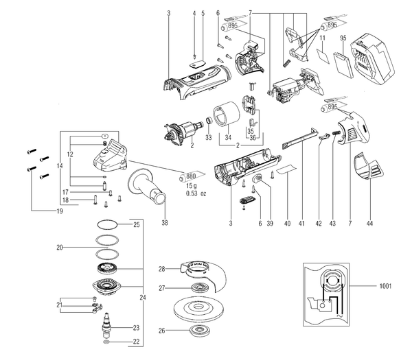 Vue éclatée Metabo W 18 LTX 125 02174001 - page 1