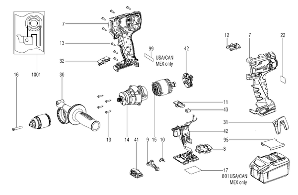Vue éclatée Metabo SB 18 LTX Impuls 02192000 - page 1