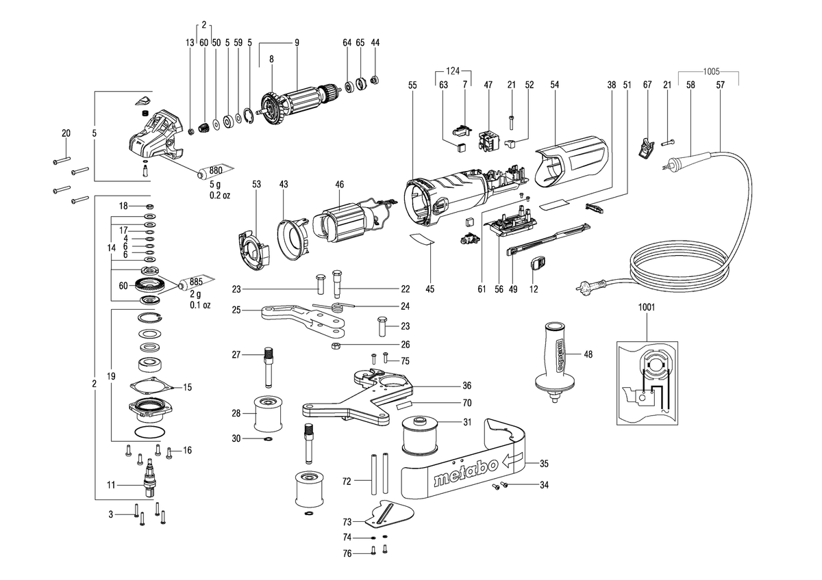 Vue éclatée Metabo RBE 15-180 Set 02243001 - page 1
