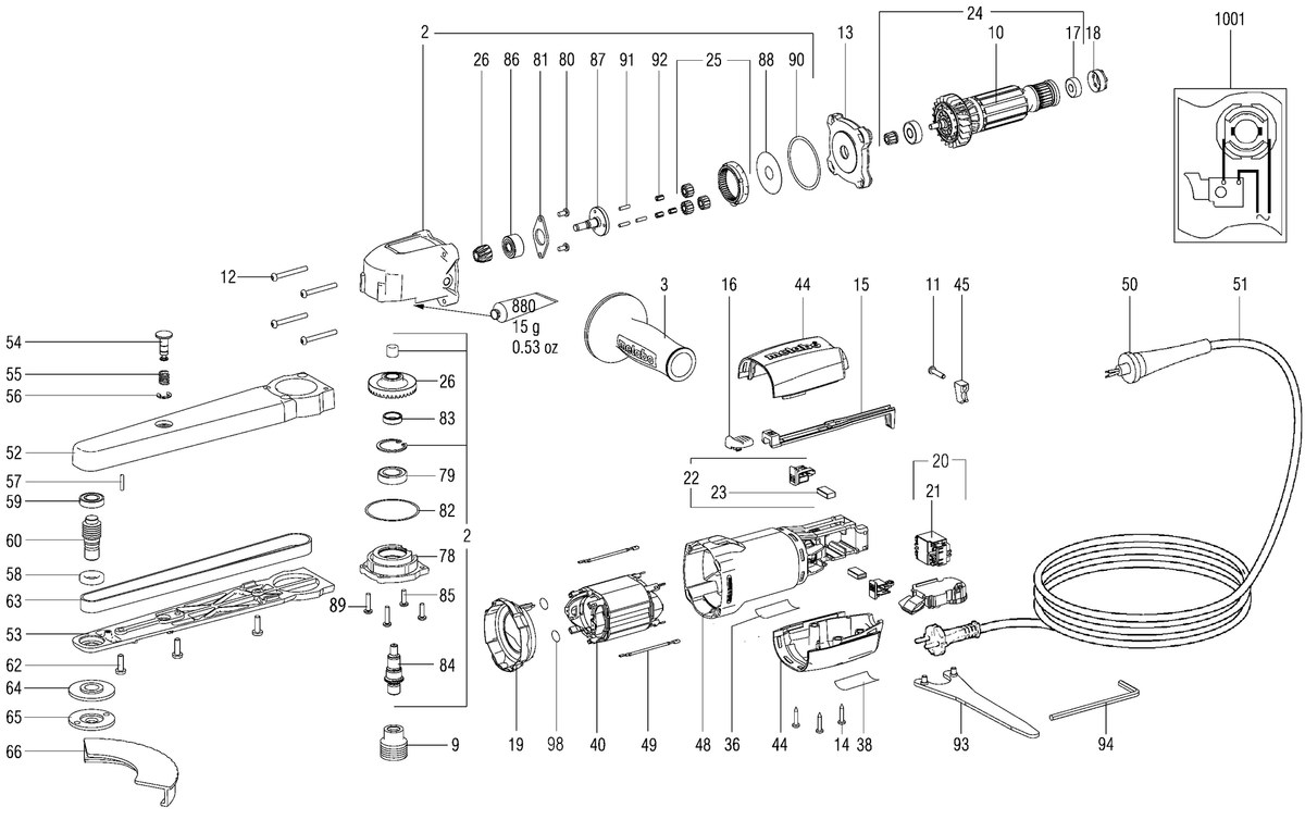 Vue éclatée Metabo KNSE 9-150 02265000 - page 1