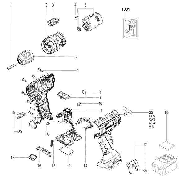 Vue éclatée Metabo SB 18 L 02317000 - page 1