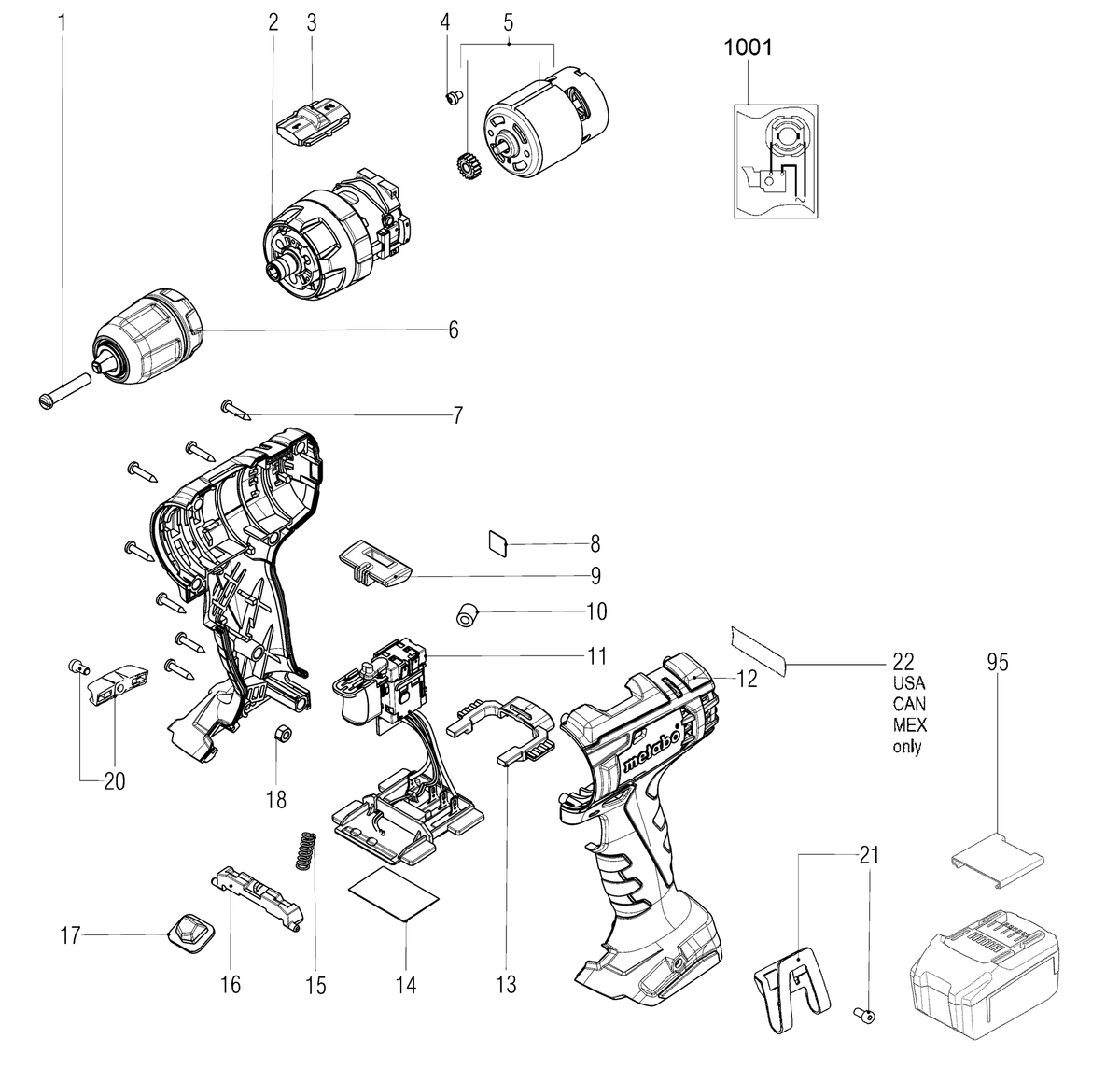 Vue éclatée Metabo BS 18 L Quick 02320000 - page 1