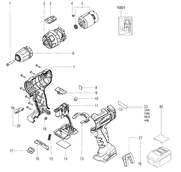 Vue éclatée Metabo BS 18 L Quick 02320000 - page 1