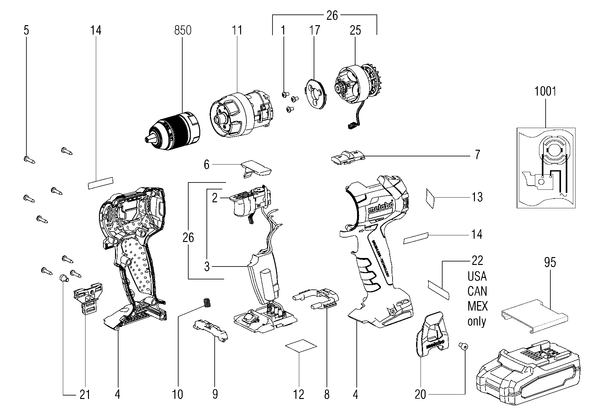 Vue éclatée Metabo BS 18 LT BL Q 02334000 - page 1
