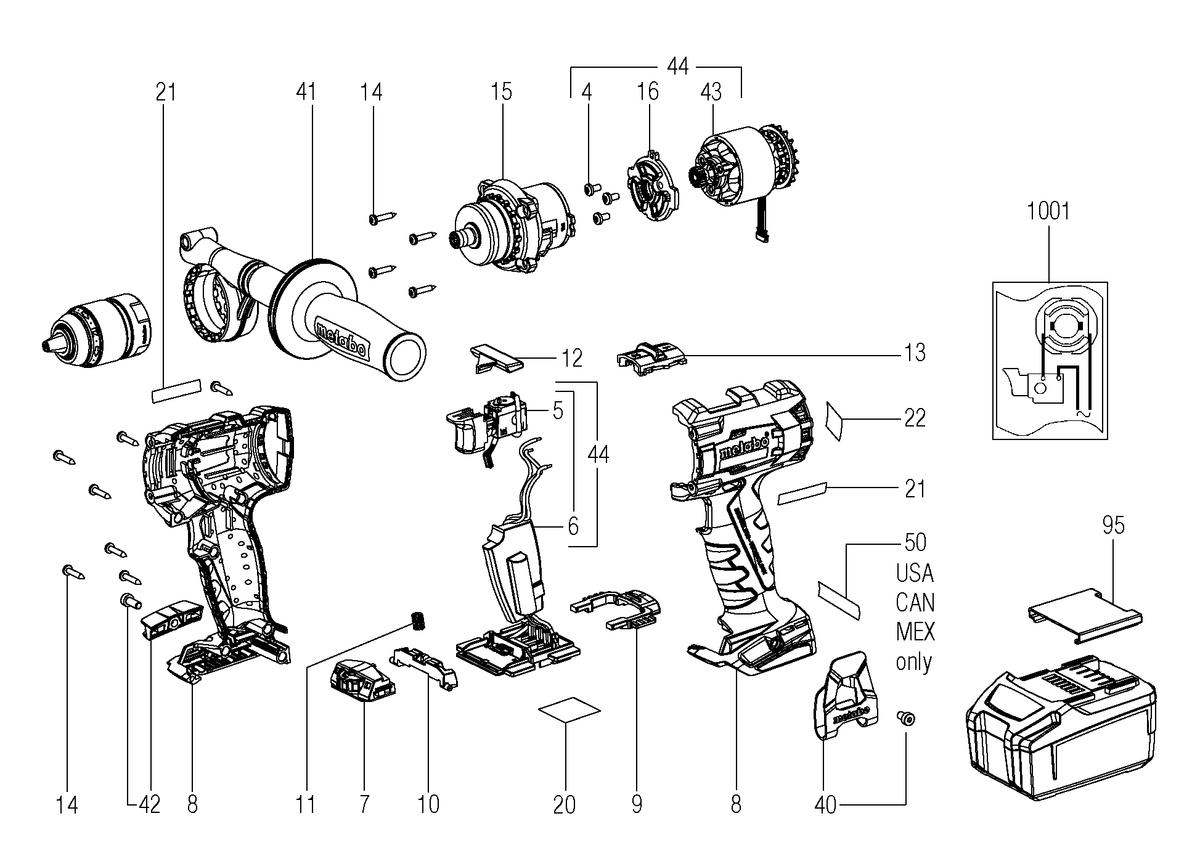 Vue éclatée Metabo BS 18 LTX BL Q I 02351000 - page 1