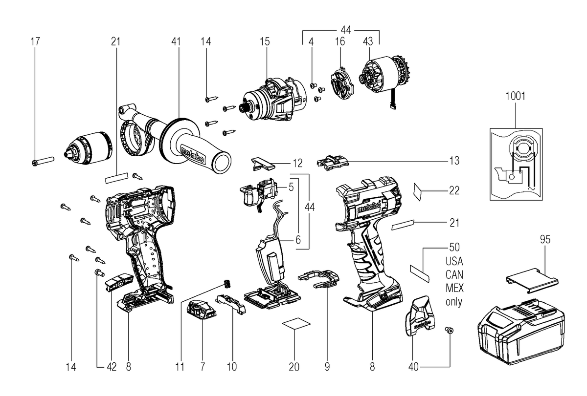 Vue éclatée Metabo SB 18 LTX BL I 02352190 - page 1
