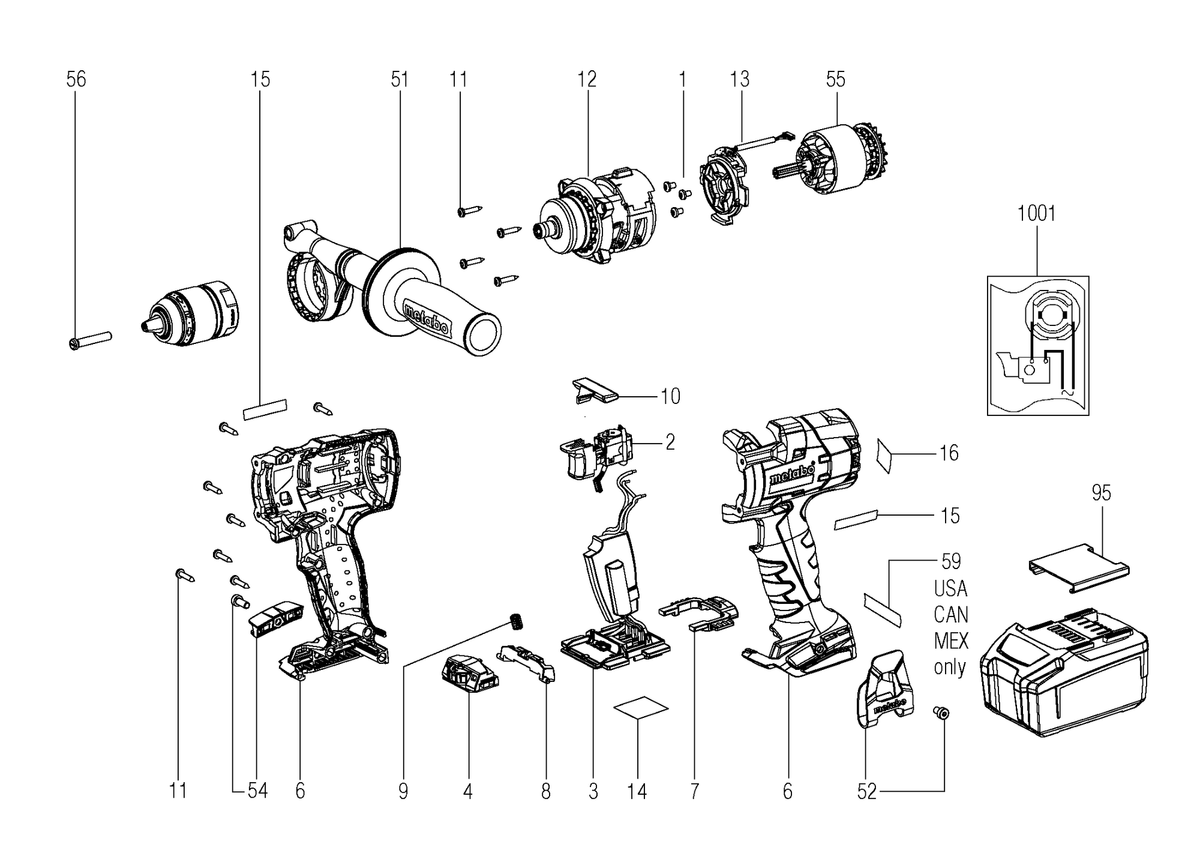 Vue éclatée Metabo BS 18 LTX-3 BL I 02354000 - page 1