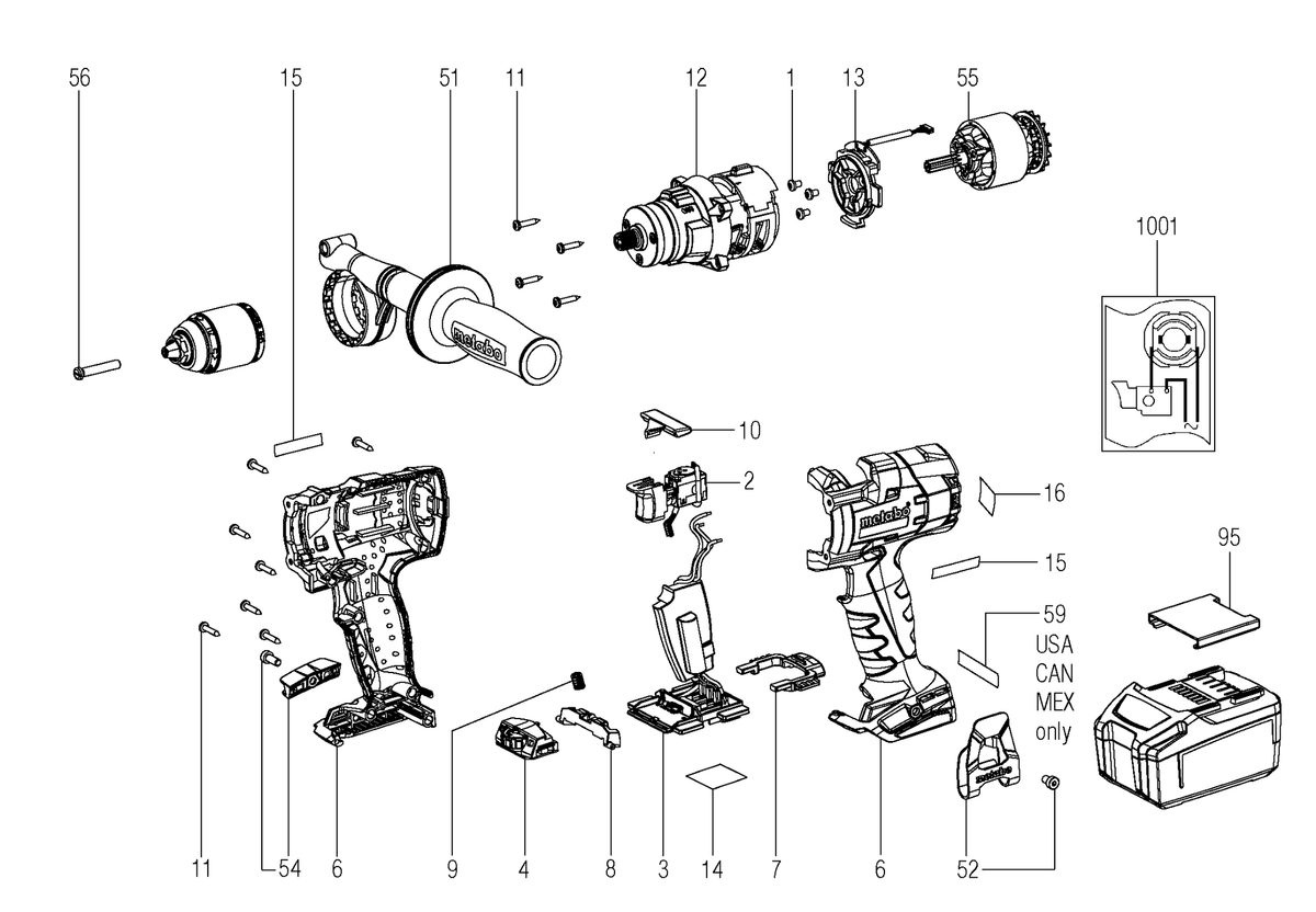 Vue éclatée Metabo SB 18 LTX-3 BL I 02356000 - page 1